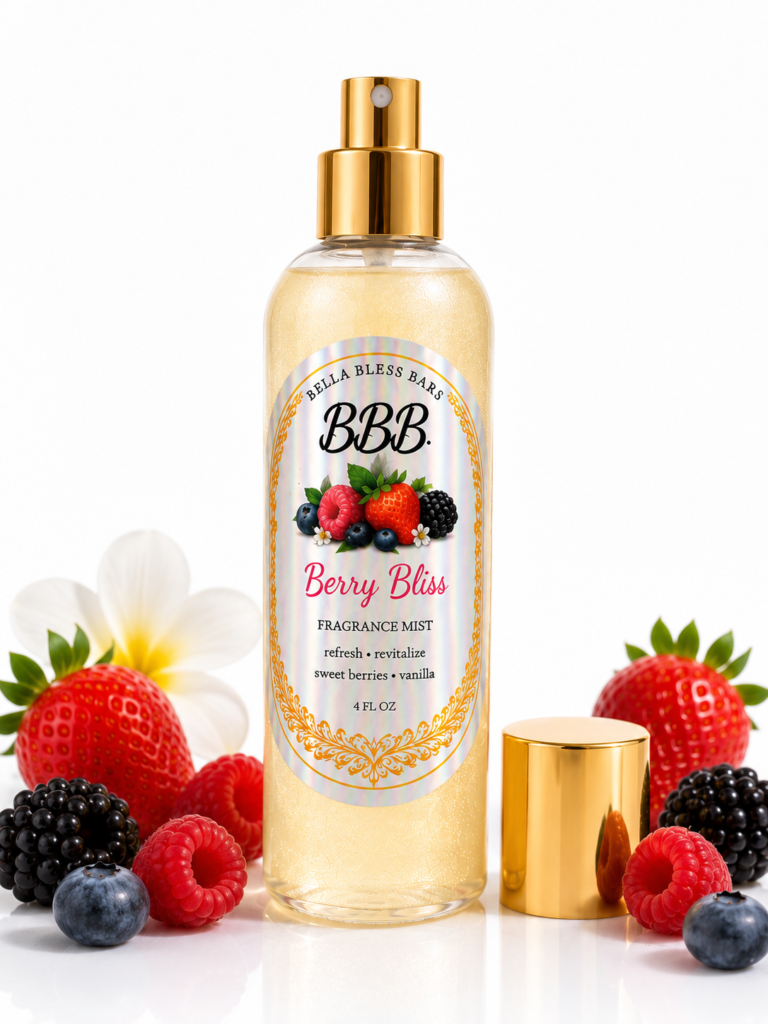 Berry Bliss Perfume Mist in a 4 fl oz spray bottle by Bella Bless Bars