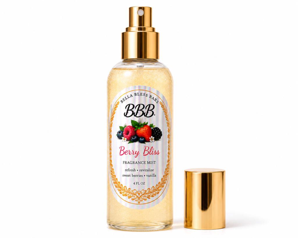 Berry Bliss Perfume Mist in a 4 fl oz spray bottle by Bella Bless Bars
