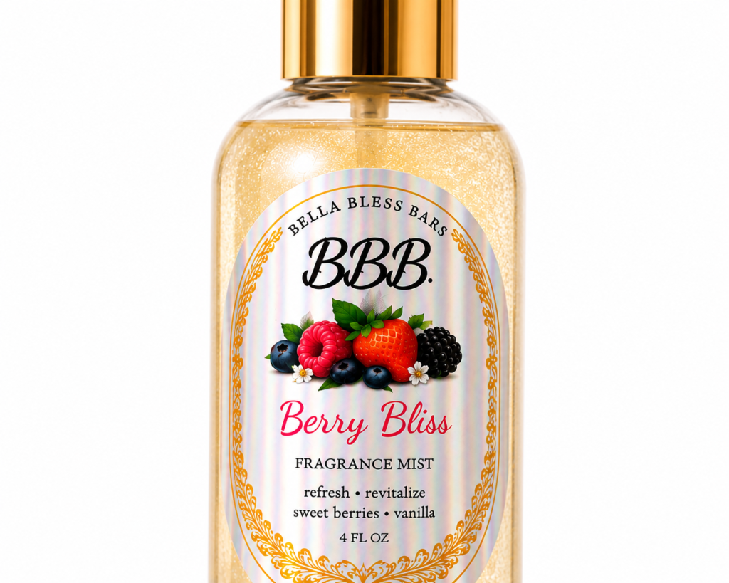 Berry Bliss Perfume Mist in a 4 fl oz spray bottle by Bella Bless Bars