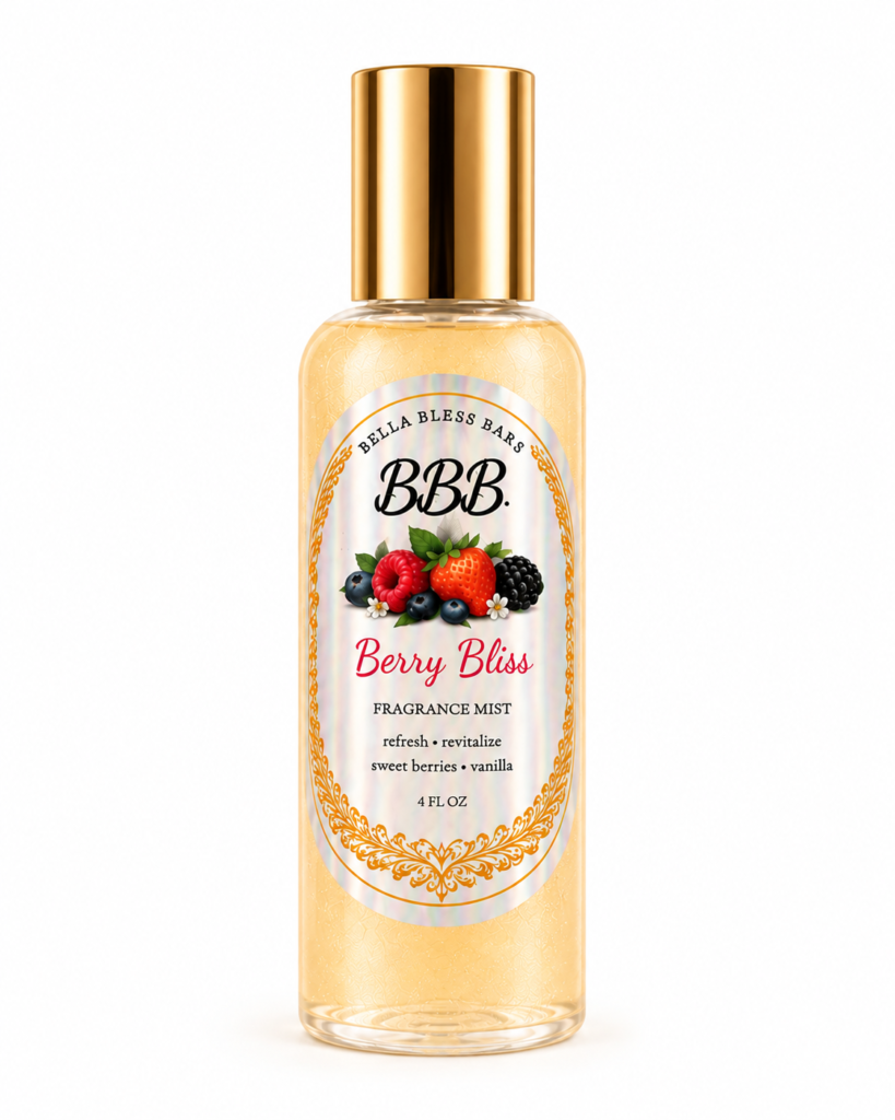 Berry Bliss Perfume Mist in a 4 fl oz spray bottle by Bella Bless Bars